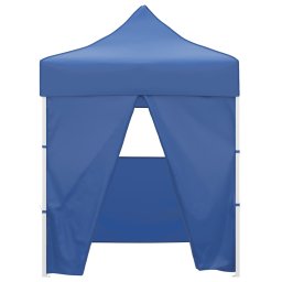 vidaXL Partytent met 4 zijwanden inklapbaar 2x2 m staal blauw