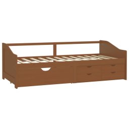 vidaXL Bedbank 3-zits met lades grenenhout honingbruin 90x200 cm