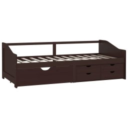 vidaXL Bedbank 3-zits met lades grenenhout donkerbruin 90x200 cm