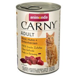 12x400g Adult Kip, Rund & Eendenharten animonda Carny Kattenvoer