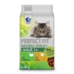 6x50g Natural Vitality Adult 1+ Kip & Kalkoen Perfect Fit Kattenvoer