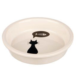 - 250 ml, Ø 13 cm - Trixie Voerbak Keramiek met Kattenmotief
