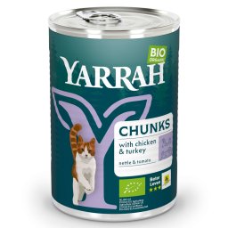 405g biologisch chunks Kip & kalkoen met brandnetel & tomaat Yarrah Kattenvoer