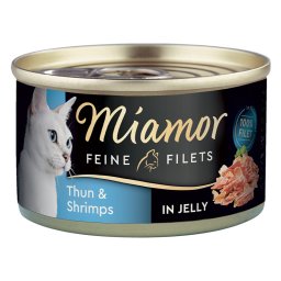 100g Fijne Filets Light Tonijn & Garnalen in Gelei Miamor natvoer voor katten