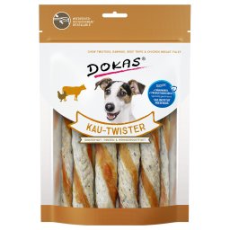 200g Kauw-Twister Runderhuid, pens & kippenborst Dokas Hondensnacks