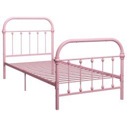 vidaXL Bedframe metaal roze 90x200 cm