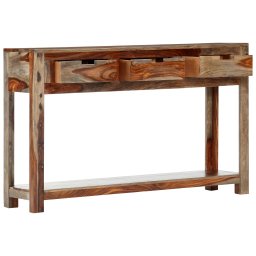 vidaXL Wandtafel met 3 lades 120x30x75 cm massief acaciahout
