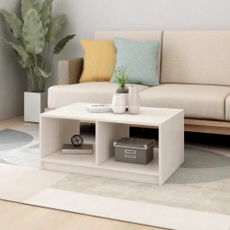 vidaXL Salontafel 75x50x33,5 cm massief grenenhout wit