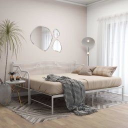 vidaXL Slaapbank uittrekbaar metaal wit 90x200 cm