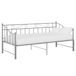 vidaXL Slaapbank uittrekbaar metaal grijs 90x200 cm