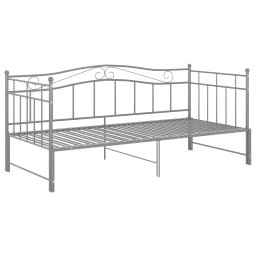 vidaXL Slaapbank uittrekbaar metaal grijs 90x200 cm