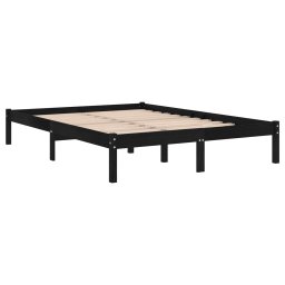 vidaXL Bedframe massief hout zwart 135x190 cm