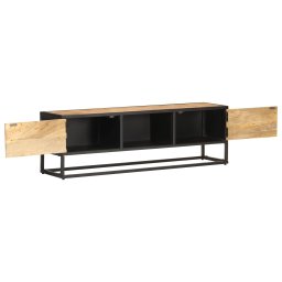 vidaXL Tv-meubel met bewerkte deur 130x30x40 cm ruw mangohout