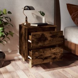 vidaXL Nachtkastjes 2 st met houten poten 40x35x50 cm gerookt eiken