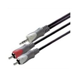 Scanpart audio kabel 3.5mm jack - 2xRCA 1,5m Mini jack kabel Zwart