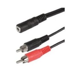 Scanpart audio adapterkabel 3.5mm - 2xRCA 0,2m Zwart Mini jack kabel Zwart