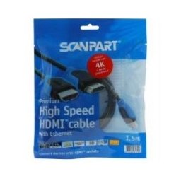 Scanpart Premium High Speed HDMI kabel met Ethernet 1.5m 4K60Hz 18Gbps HDMI kabel