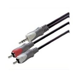 Scanpart audio kabel 3.5mm jack - 2xRCA 3,0m Mini jack kabel Zwart