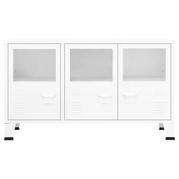 vidaXL Dressoir industrieel 105x35x62 cm metaal en glas wit