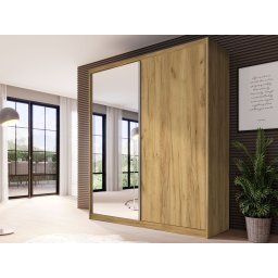 Kast MACRO 2 schuifdeuren 180 cm gouden eik met spiegel