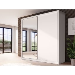 Kast MACRO 2 schuifdeuren 208 cm alpine wit met spiegel