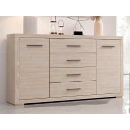 Commode VEIGAR 2 deuren 4 lades lichte santana
