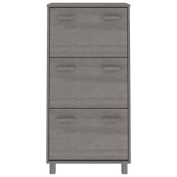 vidaXL Schoenenkast HAMAR 59,5x35x117 cm massief grenenhout lichtgrijs