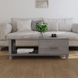 vidaXL Salontafel HAMAR 100x55x35 cm massief grenenhout lichtgrijs