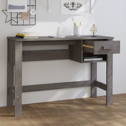 vidaXL Bureau HAMAR 110x40x75 cm massief grenenhout lichtgrijs