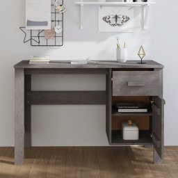 vidaXL Bureau HAMAR 113x50x75 cm massief grenenhout lichtgrijs