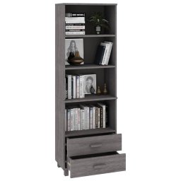 vidaXL Hoge kast HAMAR 60x35x180 cm massief grenenhout lichtgrijs