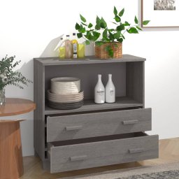 vidaXL Dressoir HAMAR 85x35x80 cm massief grenenhout lichtgrijs