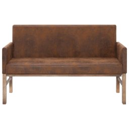 vidaXL Bankje met armleuning 140 cm kunstsuède bruin