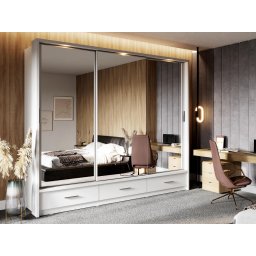 Kast ARTEMIS II 3 deuren 3 lades wit met spiegel