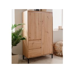 Hoge commode BONIFACIO 2 deuren 2 lades artisan eik