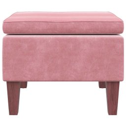 vidaXL Kruk met houten poten fluweel roze