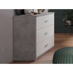 Commode SAMMOU 3 lades beton/wit