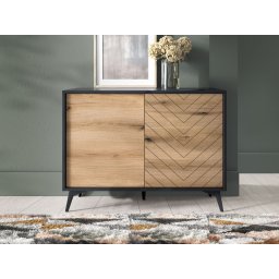 Commode ADAMAS 2 deuren zwart/evoke eik