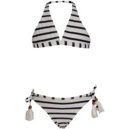 Snapper Rock UV werende Bikini Kinderen Streep - Maat 104-110 - Blauw/Wit
