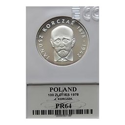 100 zł 1978 Janusz Korczak - Grading PR64