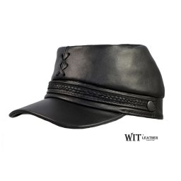 Czapka Konfederatka 2/4 czarna skóra bydlęca Witleather, wyprzedaż