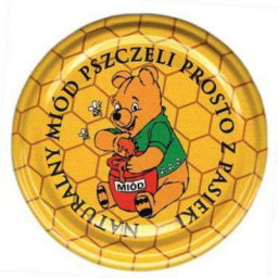 Nakrętka mała - Miś z napisem, 50 szt. w op.