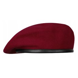Beret tłoczony wojskowy WP bordowy bez orzełka - naszywek, wełniany BB-TEX
