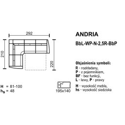 ANDRIA Narożnik BbL-WP-N-2,5R-BbP
