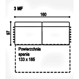 EBRO 3MF MODUŁOWA SOFA 3 BEZ BOKÓW Z FUNKCJĄ SPANIA