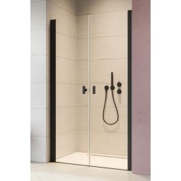 Radaway Nes 8 Black Dwd I drzwi wnękowe 120cm czarny mat/szkło przejrzyste 10077060-54-01L/10077060-54-01R