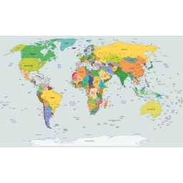 Fototapeta World Map Mapa Świata XXXL flizelinowa