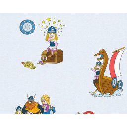 Tapeta Piraci Wikingowie 94189-2 KIDS BEST FRIENDS niebieska