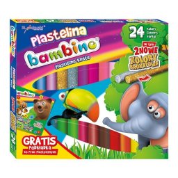 PLASTELINA SZKOLNA MIĘKKA BAMBINO 24KOLORY+ PODKŁAD