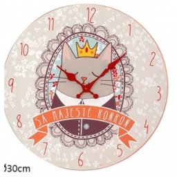 Drewniany zegar ścienny 30cm Król Kot